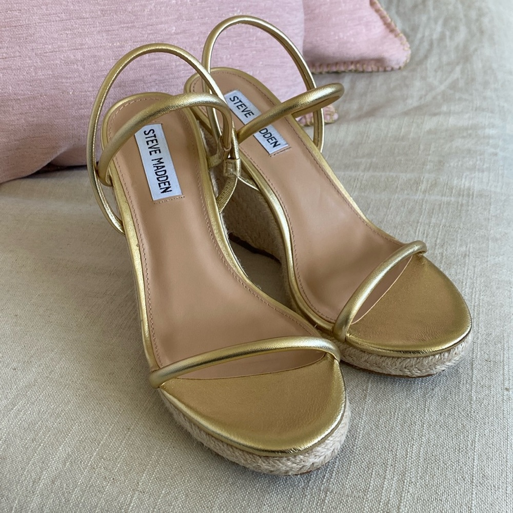 Steve Madden Udell Gold Espadrilles Sandals Size 8